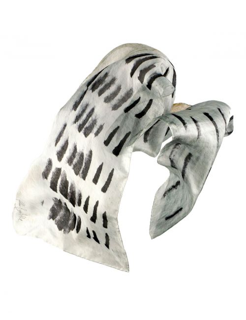 "Camí de llum" fulard de seda natural en negre i blanc