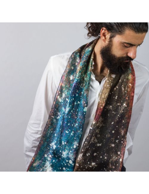 Man silk scarf "Cosmic dust"