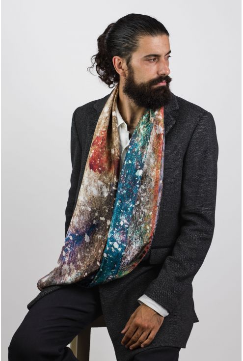 Man silk scarf "Cosmic dust"