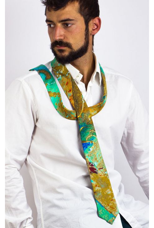 Corbata de seda natural Òxid Marí G, de disseny exclusiu per l'home viatger