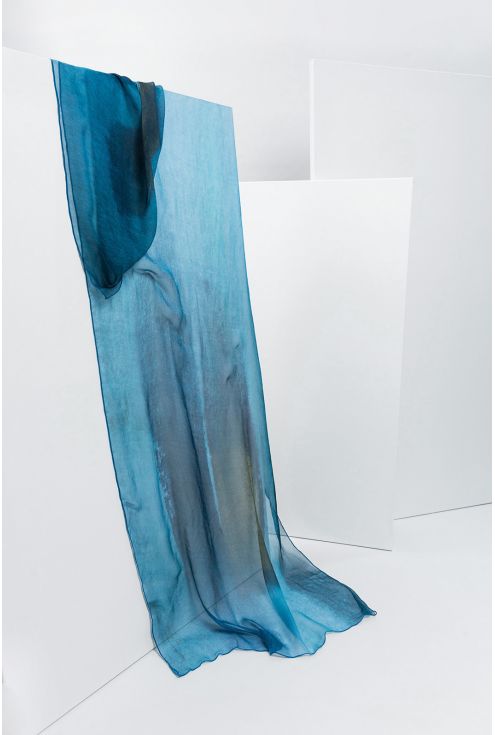 Extra large Silk Scarf "Light in the Mist" - Cool Chiffon Silk