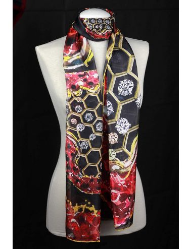 Silk scarf "Honeycomb heart"