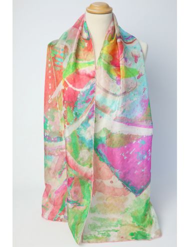 Silk scarf "Buzzing Garden Pink"