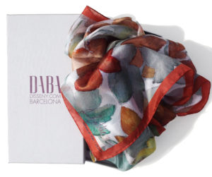 Daba Disseny Barcelona silk scarf in a gift box - Corporate Gifts