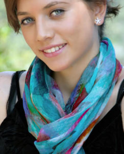 Blue eyes smile model silk scarf turquoise Daba Disseny Barcelona - Fashion accessories