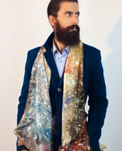 Beard Male model silk scarf Daba Disseny Barcelona fashion accessories