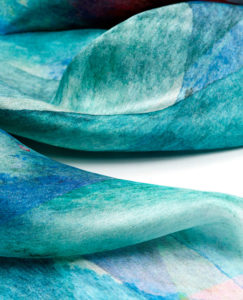 Fashion accessory detail silk scarf turquoise Daba Disseny Barcelona