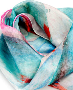 Fashion accessories detail silk square scarf turquoise red pink Daba Disseny Barcelona