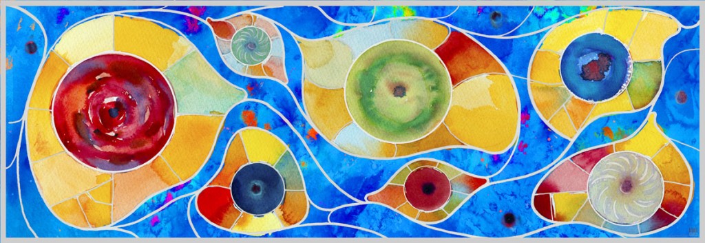 "Ocean eyes" inspired silk scarf Gaudi's Casa Batllo Barcelona - Daba Disseny