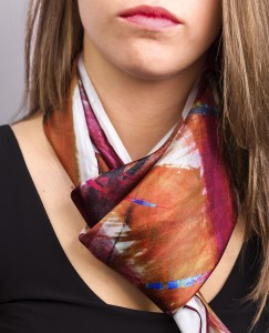Woman neck fall winter silk scarves collection "Barn Swallows" design exclusive gift - Daba Disseny Barcelona