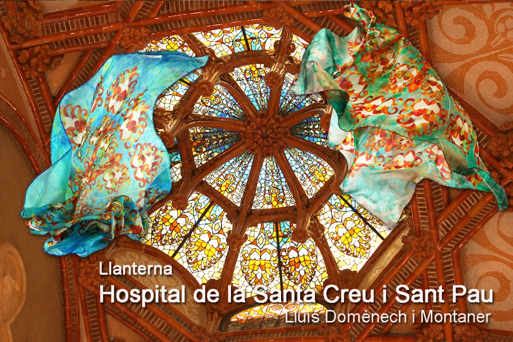Pañuelos de seda inspirados en el Hospital de Sant Pau modernismo - Tienda online pañuelos de seda Daba Disseny Barcelona