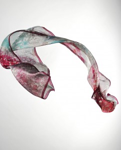 Silk scarf design "Almond blossom" cheerful elegant fashion at the new silk scarves online shop - Daba Disseny Barcelona
