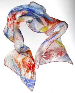 Silk scarf design "Strawberries" cheerful elegant fashion at the new silk scarves online shop - Daba Disseny Barcelona