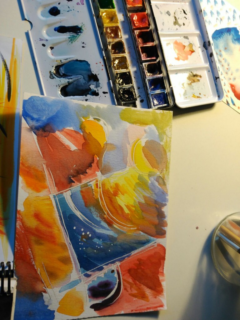 Watercolor paintings are the base for our exclusives silk scarves prints and designs - Daba Disseny Barcelona