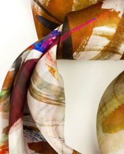 Fall winter silk scarves collection "Barn Swallows" design detail - Daba Disseny Barcelona