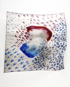 Fall winter silk scarves collection "Fishes from the Moon" square design - Daba Disseny Barcelona
