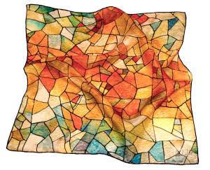 Head silk square scarf earthy colors geometric print desing spring summer Daba Disseny Barcleona - Small silk scarves